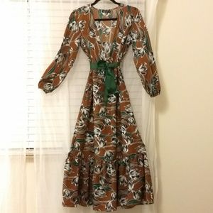 Floral Dress with Green Ribbon